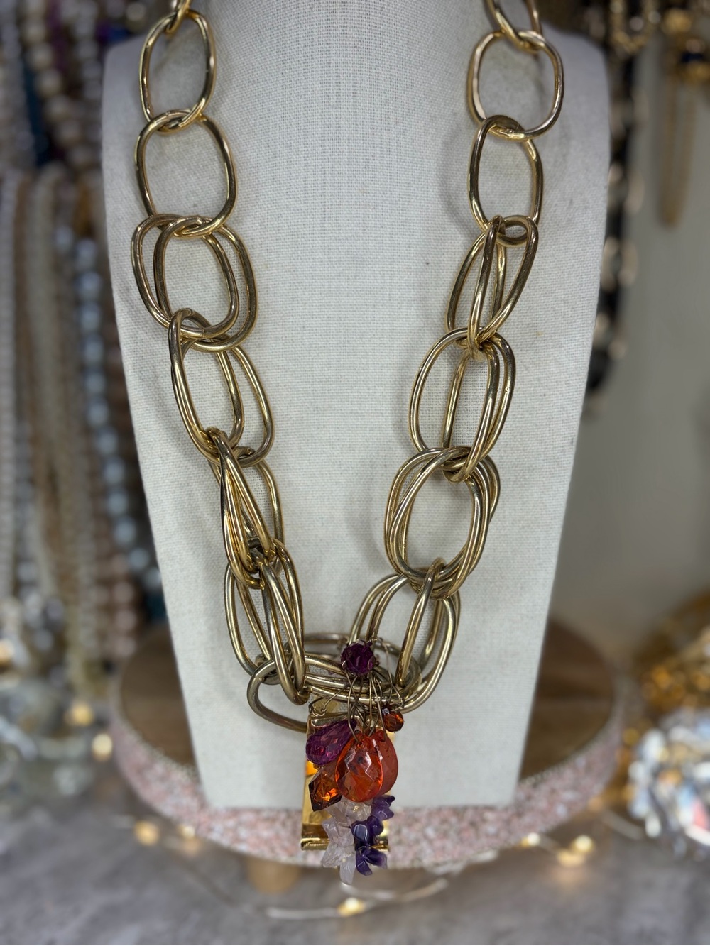 Imani Chunky Necklace Modernist Statement Piece Pendant Jewelry Chain
